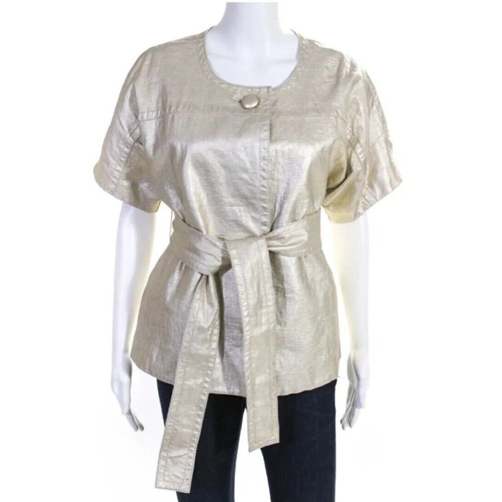 J Crew Collection Coated Linen One Button Closure  Tie Jacket  Size Small
